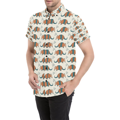 Armadillo Pattern Print Design 01 Men's Short Sleeve Button Up Shirt