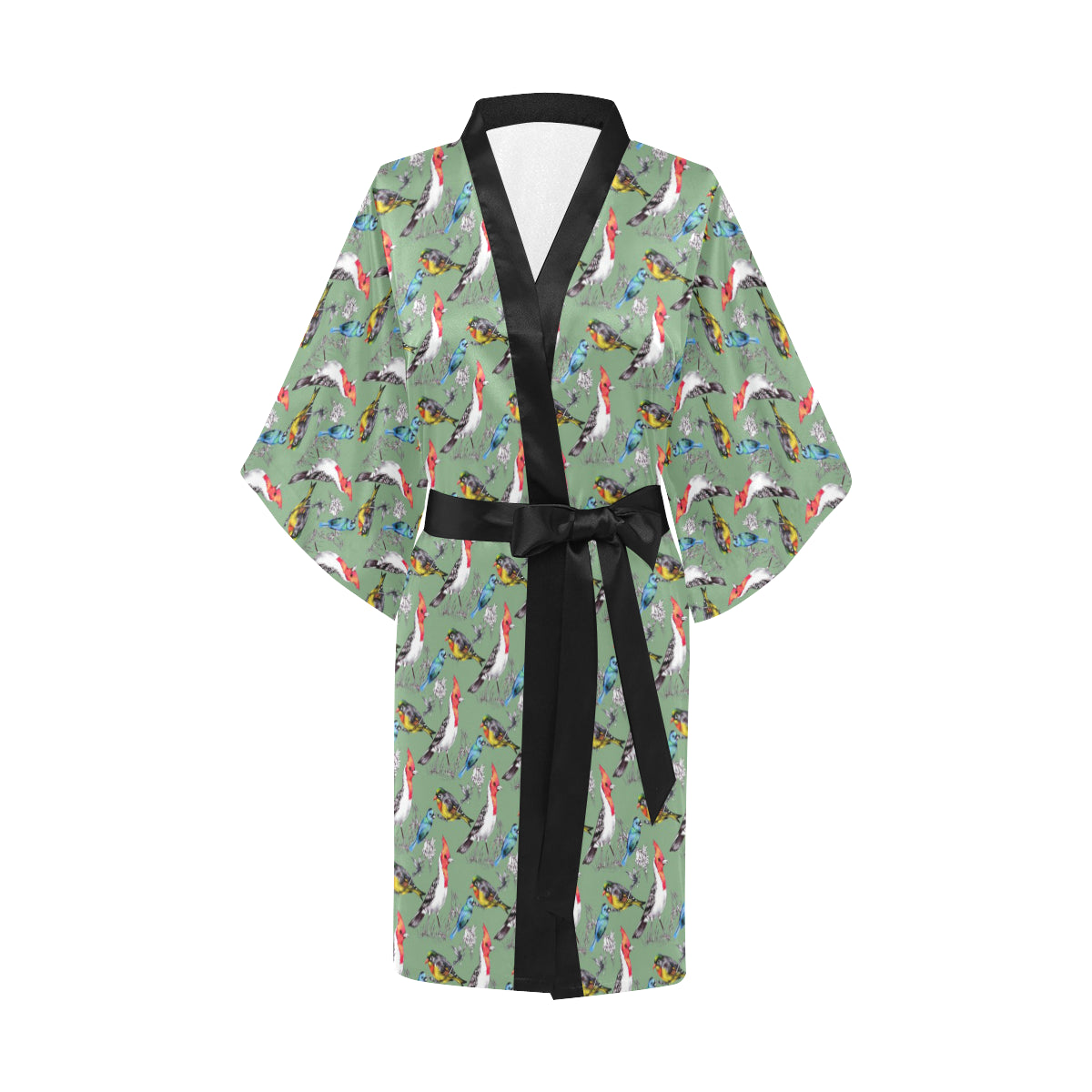 Birds Pattern Print Design 07 Women's Short Kimono