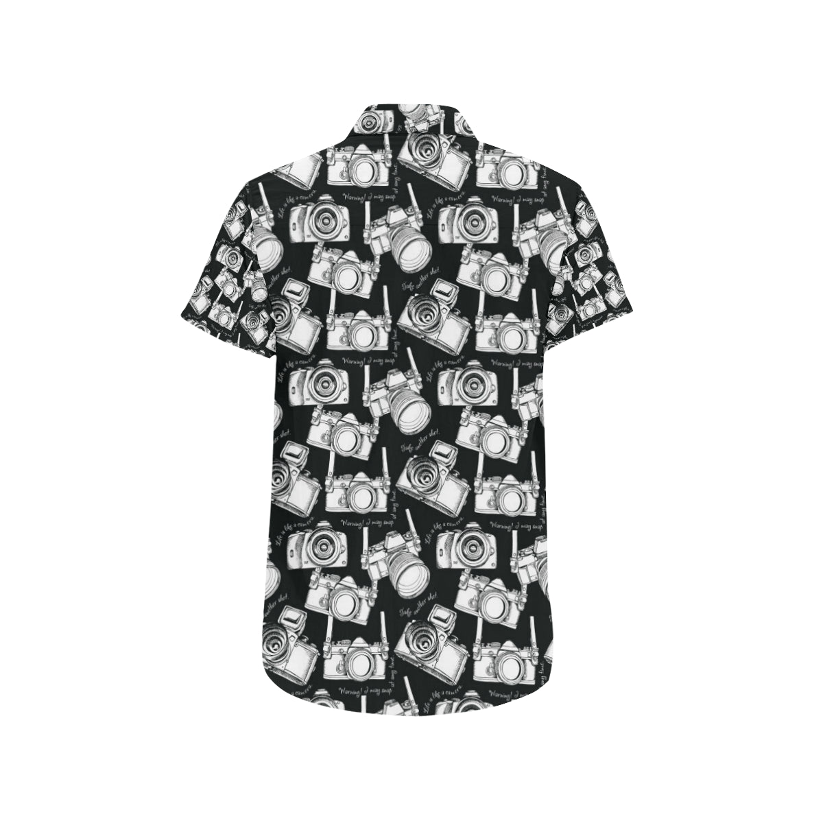 Camera Pattern Print Design 01 Men's Short Sleeve Button Up Shirt