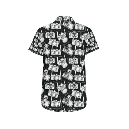 Camera Pattern Print Design 01 Men's Short Sleeve Button Up Shirt