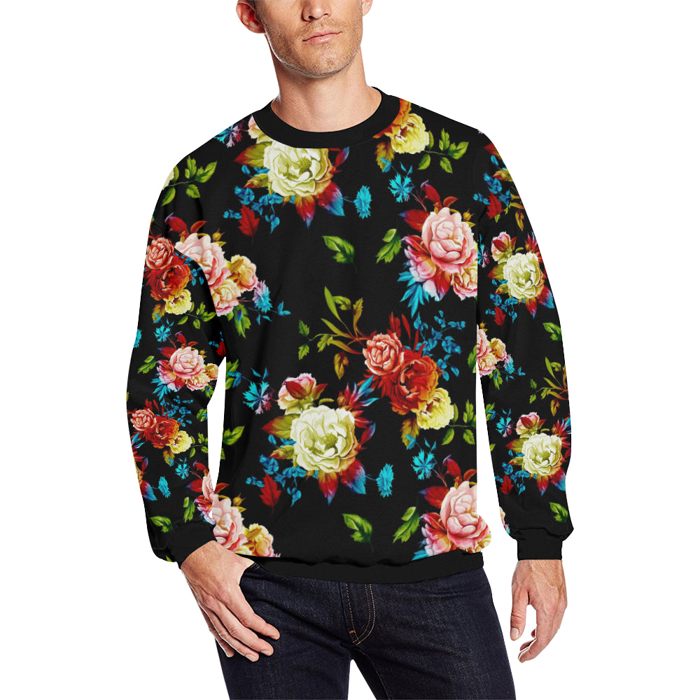Peony Pattern Print Design PE07 Men Long Sleeve Sweatshirt