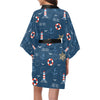 Nautical Pattern Print Design A06 Women's Short Kimono