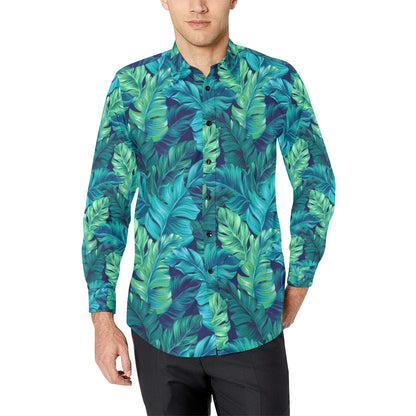 Banana Leaf Pattern Print Design BL05 Men's Long Sleeve Shirt