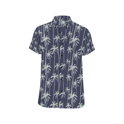 Palm Tree Pattern Print Design PT06 Men's Short Sleeve Button Up Shirt