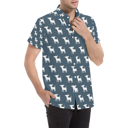 Chihuahua Pattern Print Design 03 Men's Short Sleeve Button Up Shirt