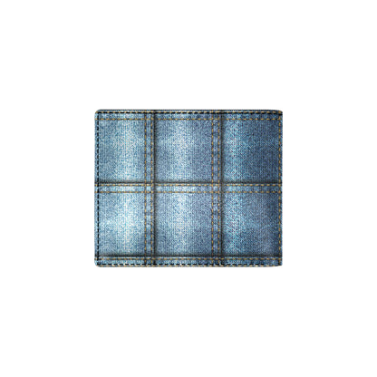 Jean Patchwork Pattern Print Design 02 Men's ID Card Wallet