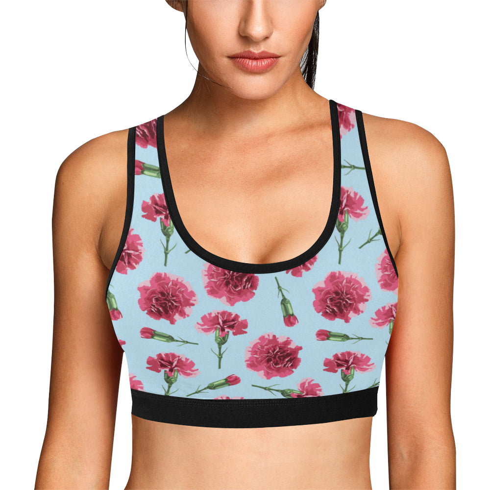 Carnations Pattern Print Design CN01 Sports Bra