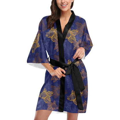 Goldfish Pattern Print Design 01 Women's Short Kimono