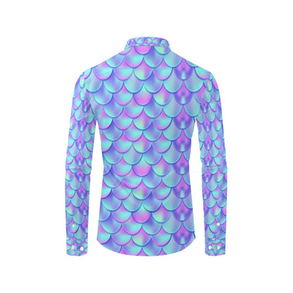 Mermaid Tail Design Print Pattern Men's Long Sleeve Shirt