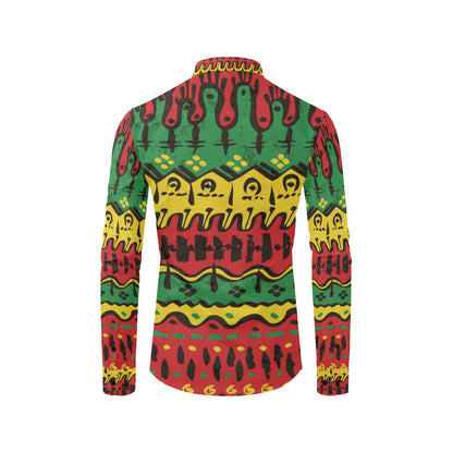 Rasta Pattern Print Design A01 Men's Long Sleeve Shirt