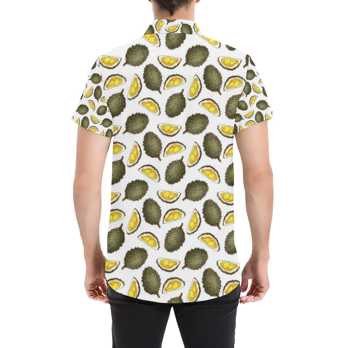 Durian Pattern Print Design DR03 Men's Short Sleeve Button Up Shirt