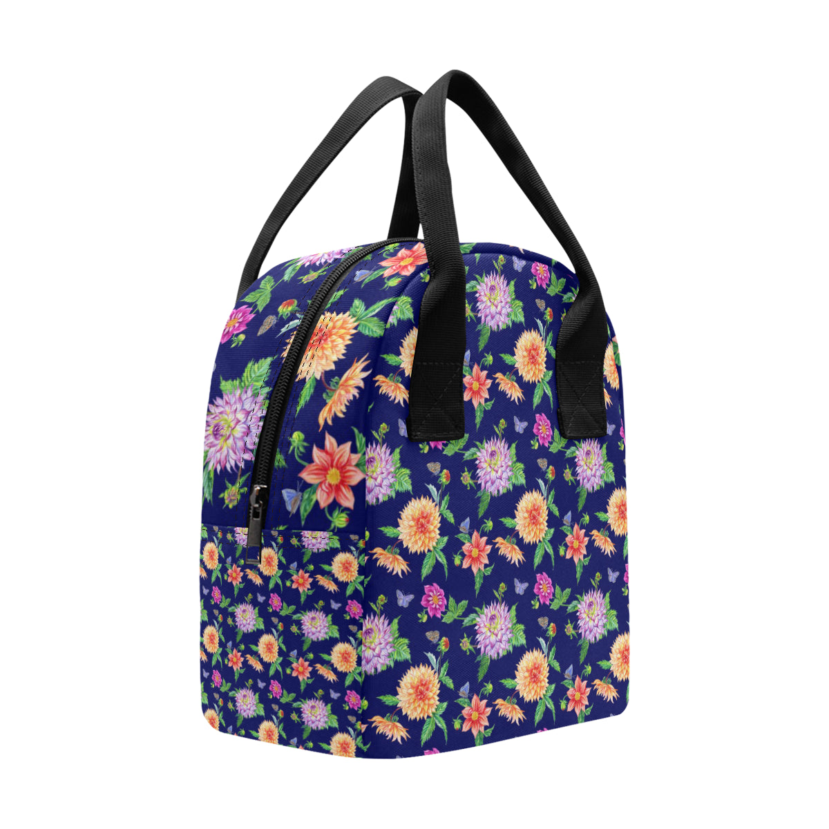 Dahlia Pattern Print Design DH010 Insulated Lunch Bag