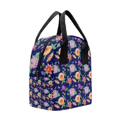 Dahlia Pattern Print Design DH010 Insulated Lunch Bag