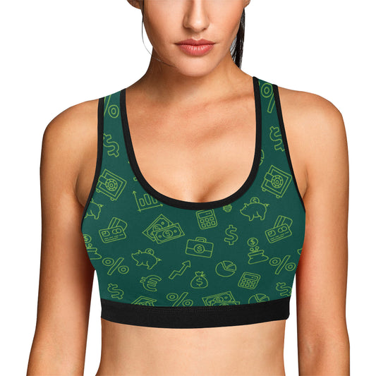Accounting Financial Pattern Print Design 02 Sports Bra