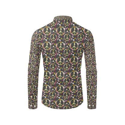Peace Sign flowers Design Print Men's Long Sleeve Shirt