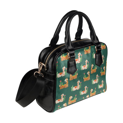 Llama Cactus Pattern Print Design 07 Shoulder Handbag