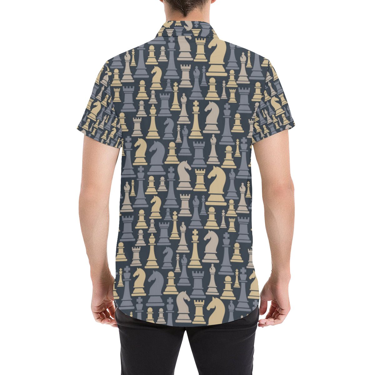 Chess Pattern Print Design 04 Men's Short Sleeve Button Up Shirt
