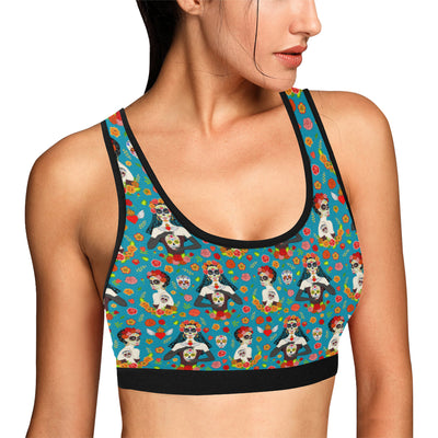 Day of the Dead Old School Girl Design Sports Bra