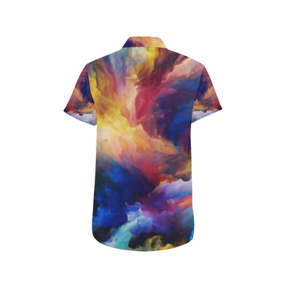 Vortex Twist Swirl Water Color Design Men's Short Sleeve Button Up Shirt