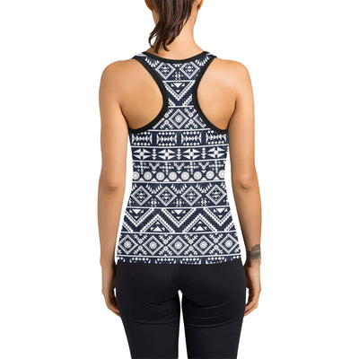 Blue White Tribal Aztec Women's Racerback Tank Top