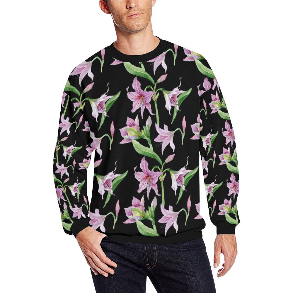 Amaryllis Pattern Print Design AL08 Men Long Sleeve Sweatshirt