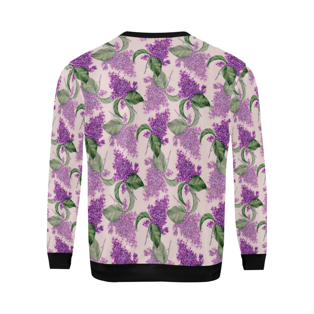 Lilac Pattern Print Design LI02 Men Long Sleeve Sweatshirt