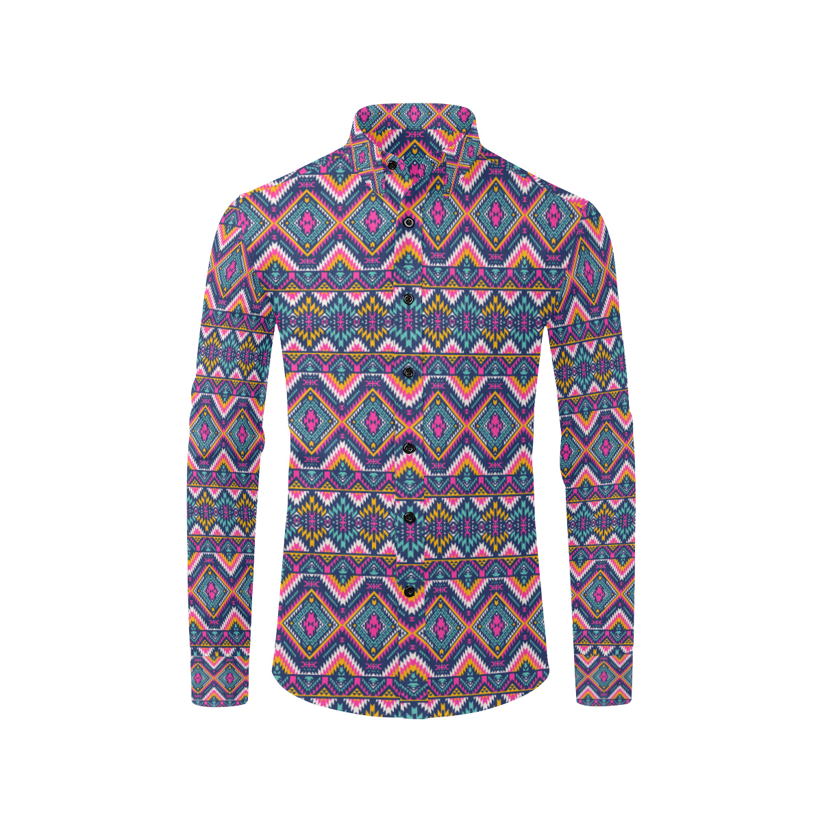 Indian Navajo Pink Themed Design Print Men's Long Sleeve Shirt