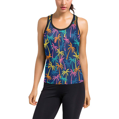 Palm Tree Pattern Print Design PT013 Women's Racerback Tank Top