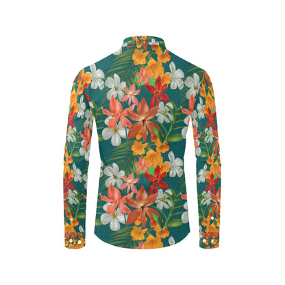 Amaryllis Pattern Print Design AL06 Men's Long Sleeve Shirt