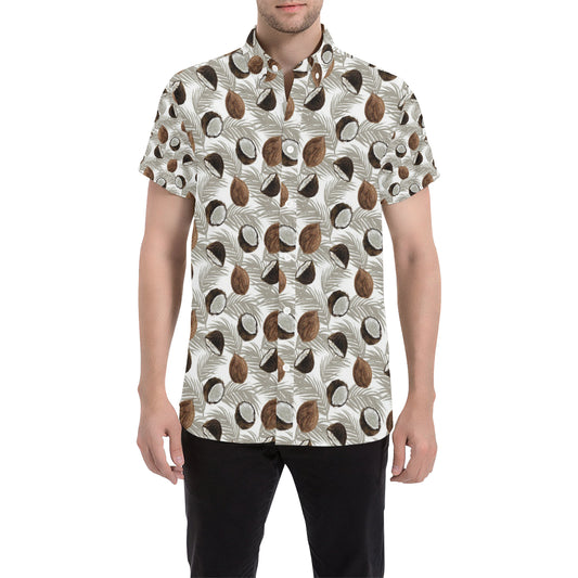 Coconut Pattern Print Design CN03 Men's Short Sleeve Button Up Shirt