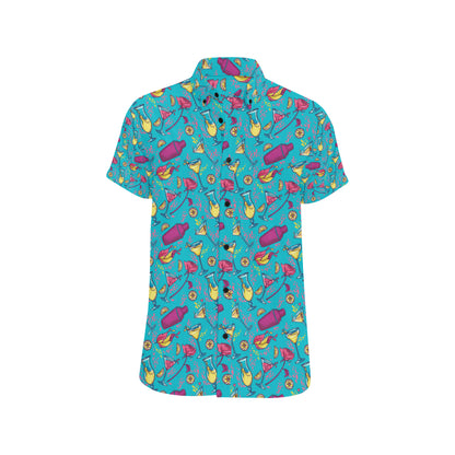 Cocktail Pattern Print Design 03 Men's Short Sleeve Button Up Shirt