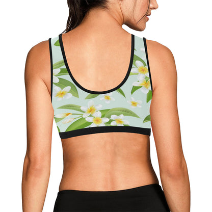 Yellow Plumeria Pattern Print Design PM024 Sports Bra