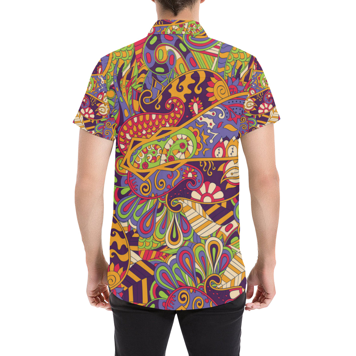 Funky Retro Pattern Print Design A04 Men's Short Sleeve Button Up Shirt