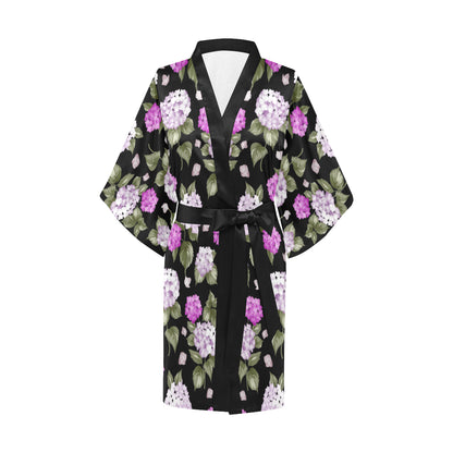Hydrangea Pattern Print Design HD011 Women Kimono Robe