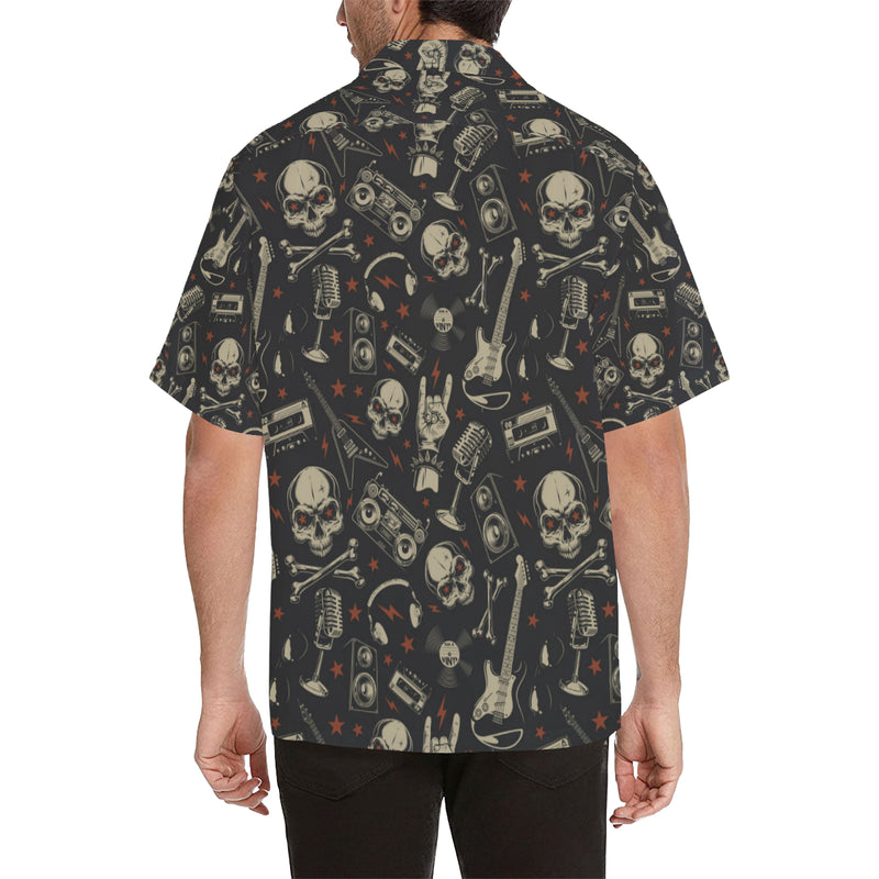 Rock and Roll Skull Pattern Print Design A03 Men's Hawaiian Shirt