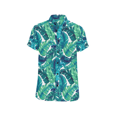 Brightness Tropical Palm Leaves Men's Short Sleeve Button Up Shirt