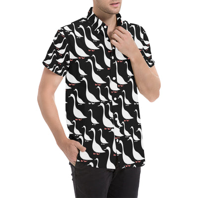 Goose Pattern Print Design 01 Men's Short Sleeve Button Up Shirt