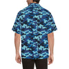 Camo Blue Pattern Print Design 04 Men's Hawaiian Shirt