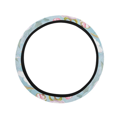 Apple blossom Pattern Print Design AB06 Steering Wheel Cover with Elastic Edge