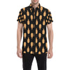 Buddha Head Gold Print Men's Short Sleeve Button Up Shirt