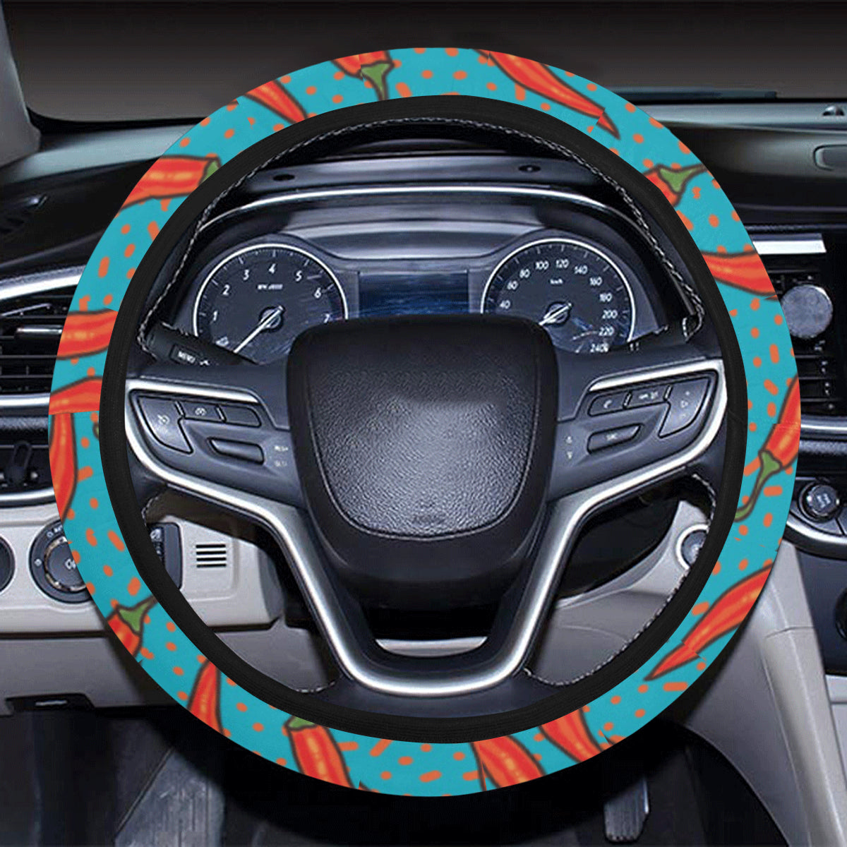 Chilli Pepper Pattern Print Design 05 Steering Wheel Cover with Elastic Edge