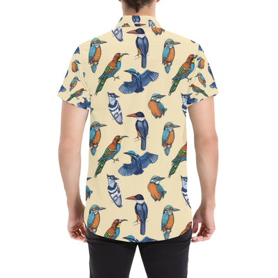 Kingfisher Bird Pattern Print Design 04 Men's Short Sleeve Button Up Shirt