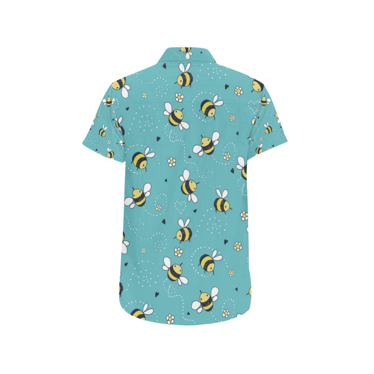 Bee Pattern Print Design BEE02 Men's Short Sleeve Button Up Shirt