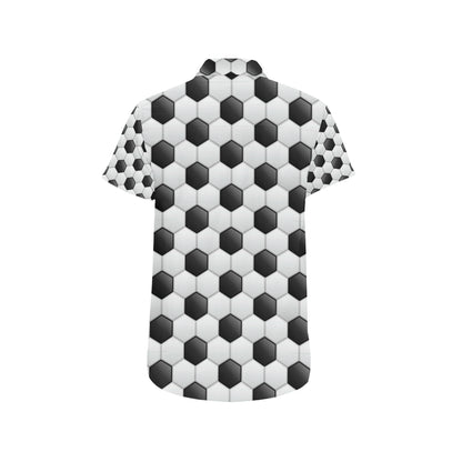 Soccer Ball Texture Print Pattern Men's Short Sleeve Button Up Shirt