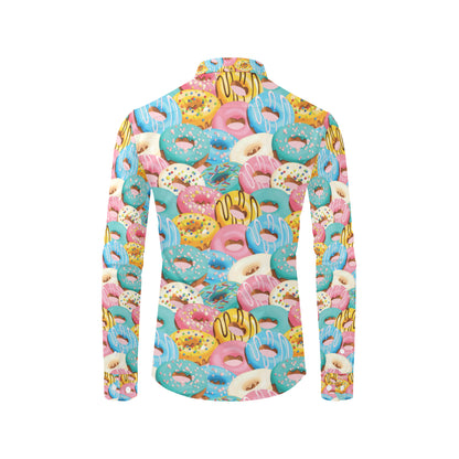 Donut Pattern Print Design DN01 Men's Long Sleeve Shirt