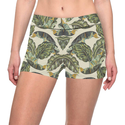 Banana Leaf Pattern Print Design BL08 Yoga Shorts