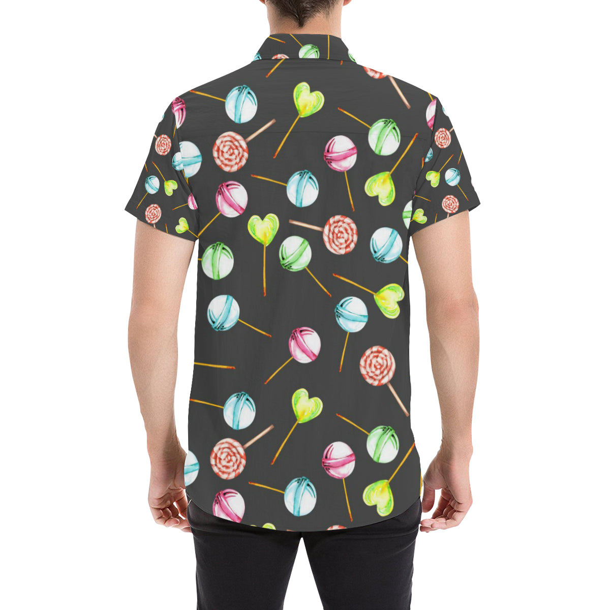 Lollipop Pattern Print Design LL02 Men's Short Sleeve Button Up Shirt