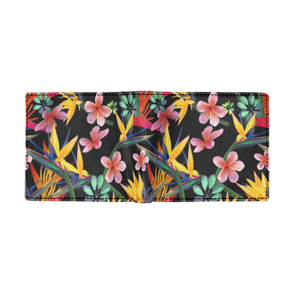 Tropical Flower Pattern Print Design TF015 Men's ID Card Wallet