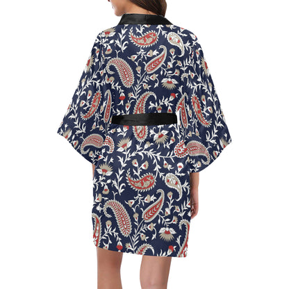 Paisley Pattern Print Design A05 Women's Short Kimono