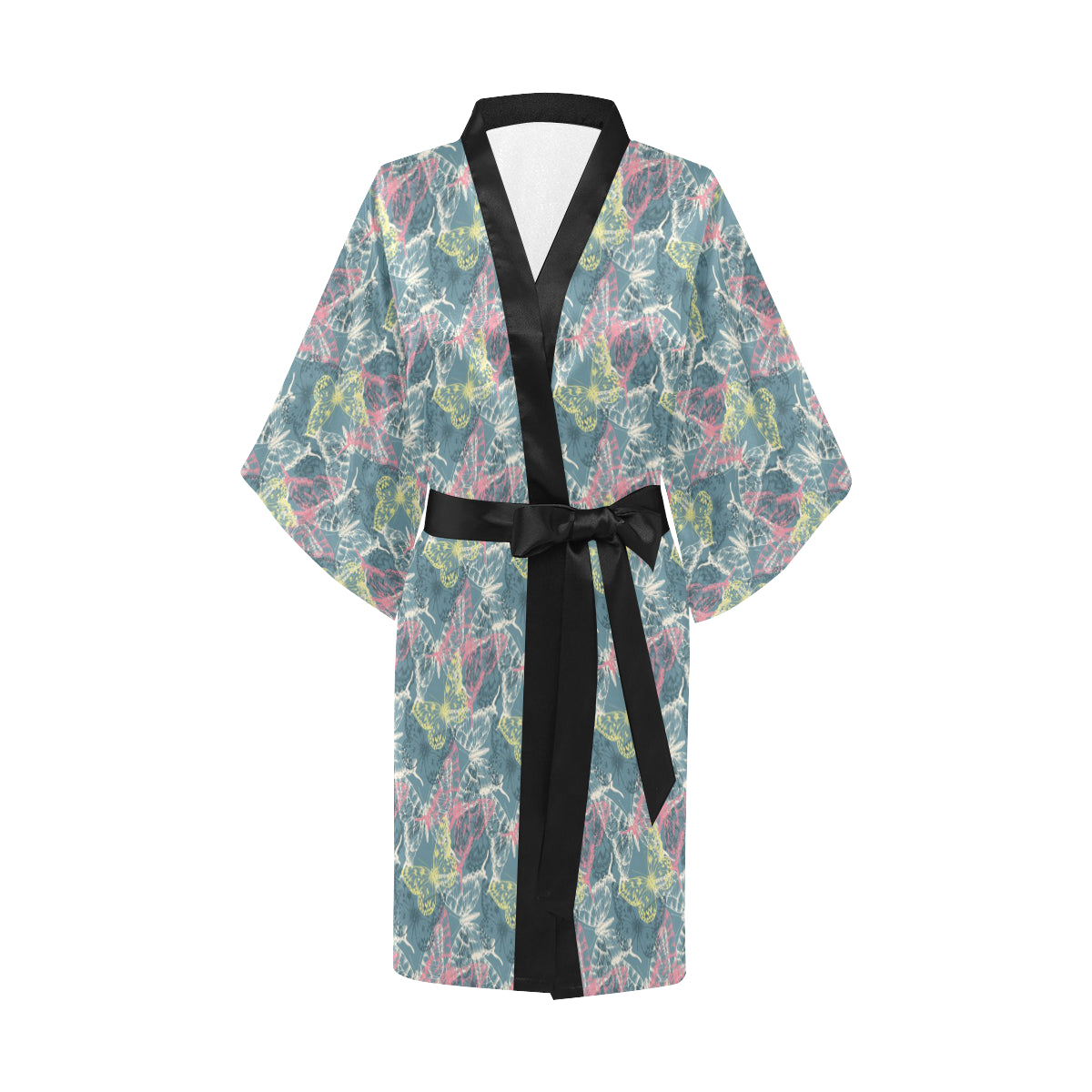 Butterfly Pattern Print Design 01 Women's Short Kimono